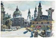 Salzburg Mozartplatz by Oskar Laske