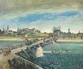 The bridge (motif near Enns?) by Oskar Laske, 1943