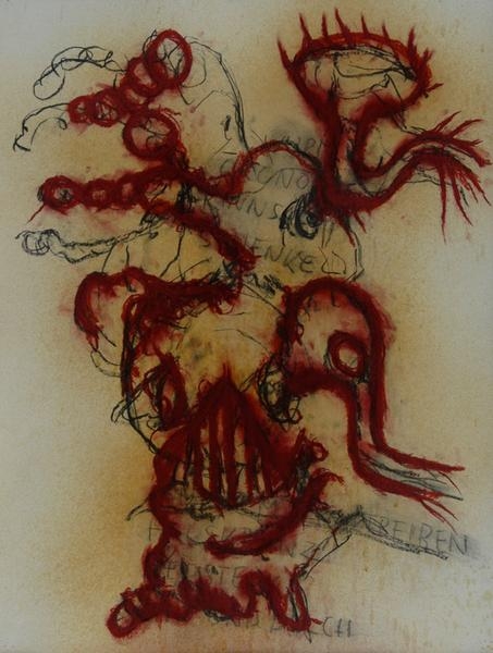 Artwork by Peter Kamm, Untitled, Made of Charcoal, oilstick and shellac on paper