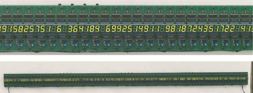 Artwork by Tatsuo Miyajima, Counter Line No. 5, Made of light emitting diode, IC, electric wire and aluminium panel