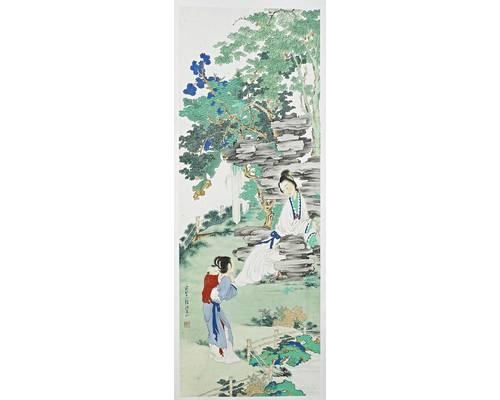 Mother and Son in Garden by Xu Cao