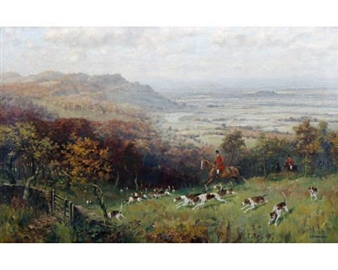 'The Cotswold Hounds drawing Cranham Woods near Birdlip' - Henry Bowser Wimbush