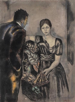 Artist looking at portrait of Olga Koklova - Svein Bolling