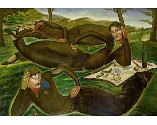 The Dreamers of Ortachala by Lado Davidovich Gudiashvili , 1920