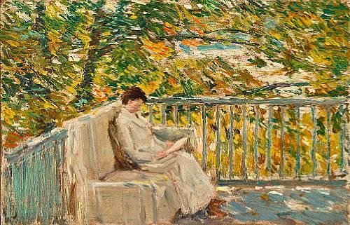 Artwork by Childe Hassam, The Balcony, Made of oil on panel