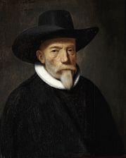Portrait of a nobleman with a hat and white collar by Thomas de Keyser