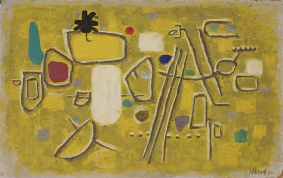 Auf Gelb by Willi Baumeister, 1951