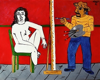 Artist on red studio.20x16.acrylic on canvas.2009.(c)FranciscoVidal.jpg - Francisco Vidal