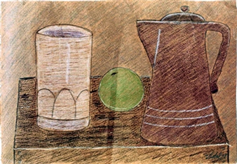 Still life with white glass#1,color pencil on buff paper.8x11.08.jpg - Francisco Vidal