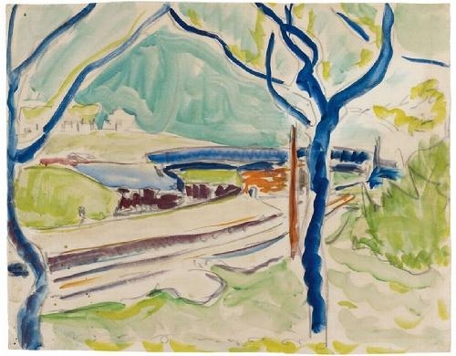 LANDSCHAFT MIT SEE IM HINTERGRUND by Ernst Ludwig Kirchner, circa 1908