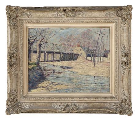 FEBRUARY MARYLAND, BRIDGE AND SNOW by Thomas Buford Meteyard