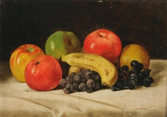 Still Life with Apples, Grapes and Banana - Louis P. Spinner