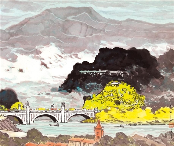 Chungshan Bridge, Taipei by Ma Pai-Sui, 1979