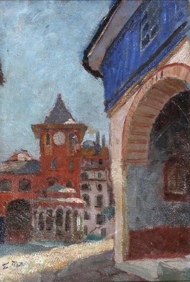 Artwork by Stavros Papapanagiotou, Agio Oros, Made of Oil on hardboard