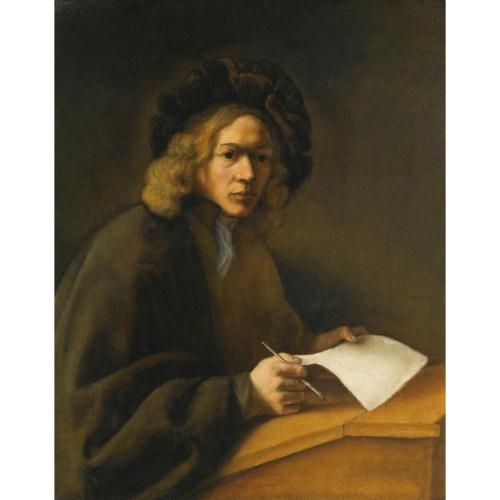 A young man at a writing desk by Jacobus Levecq