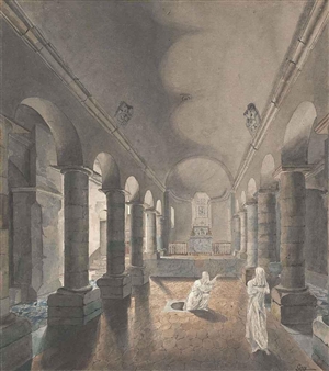 Ghostly figures appearing in the crypt of Saint Irene, Lyon - Jean Joseph Pascal Gay