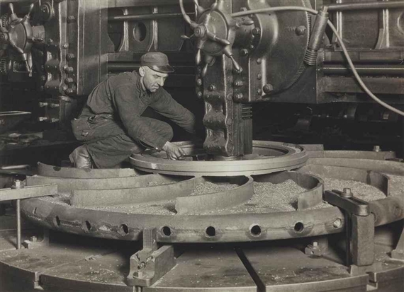 Working on the plates for a big turbine by Lewis Hine, circa 1930