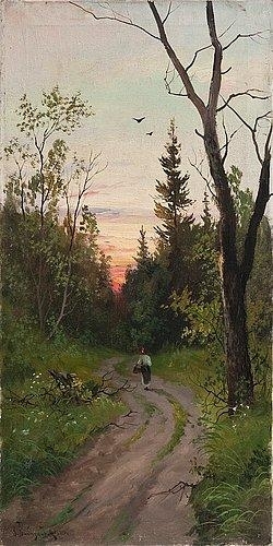 Woman on a Path by Valerian Babadin, 1910