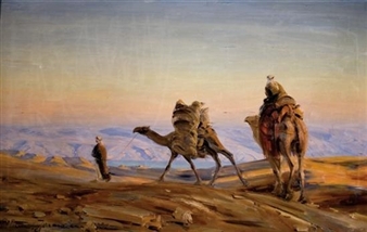 Camel caravan on the road to the Dead Sea - Ludwig Blum