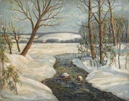 "THE BROOK IN WINTER" by Walter Emerson Baum, 1925