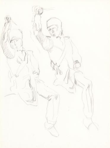 Two cavalry officers, study for 'Jena' by Ferdinand Hodler, circa 1907
