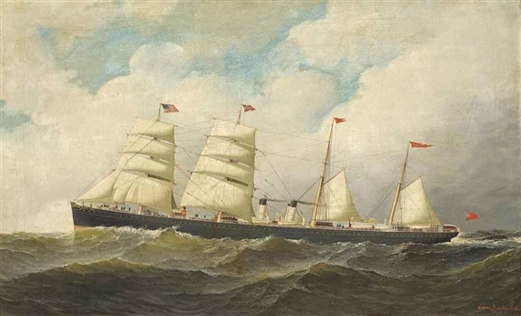 The National Line's North Atlantic steamer Egypt outward-bound to the United States by Antonio Jacobsen, 1878