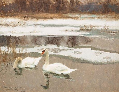 Swans by Bruno Liljefors, 1918