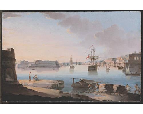 2 works: The Grand Harbour from Ras Hanzir; The Grand harbour from Ricasoli Point - Giorgio Pullicino