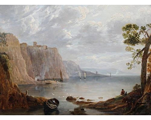 A coastal landscape by Robert Gibb I, 1820s