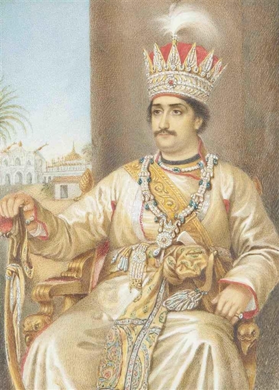 A PORTRAIT OF THE KING OF OUDH GHAZI AL-DIN HAYDAR (R. 1814-27 AD) by Robert Home, Muhammad Azam