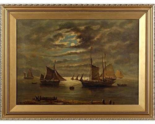 Fishing boats by moonlight by Christopher Mark Maskell