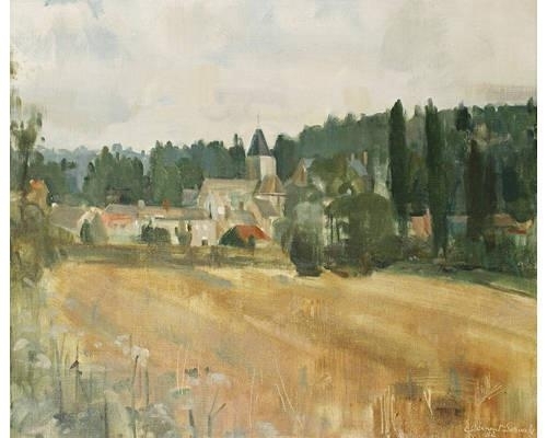 The village, harvest time by Clement Serneels, 1982