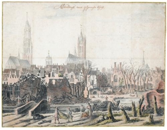 View of delft after the explosion of 1654 - Daniel Vosmaer