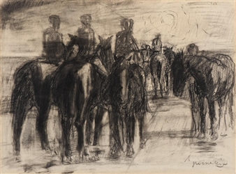 Riders on horseback on the beach - Johannes Maria Groenestein