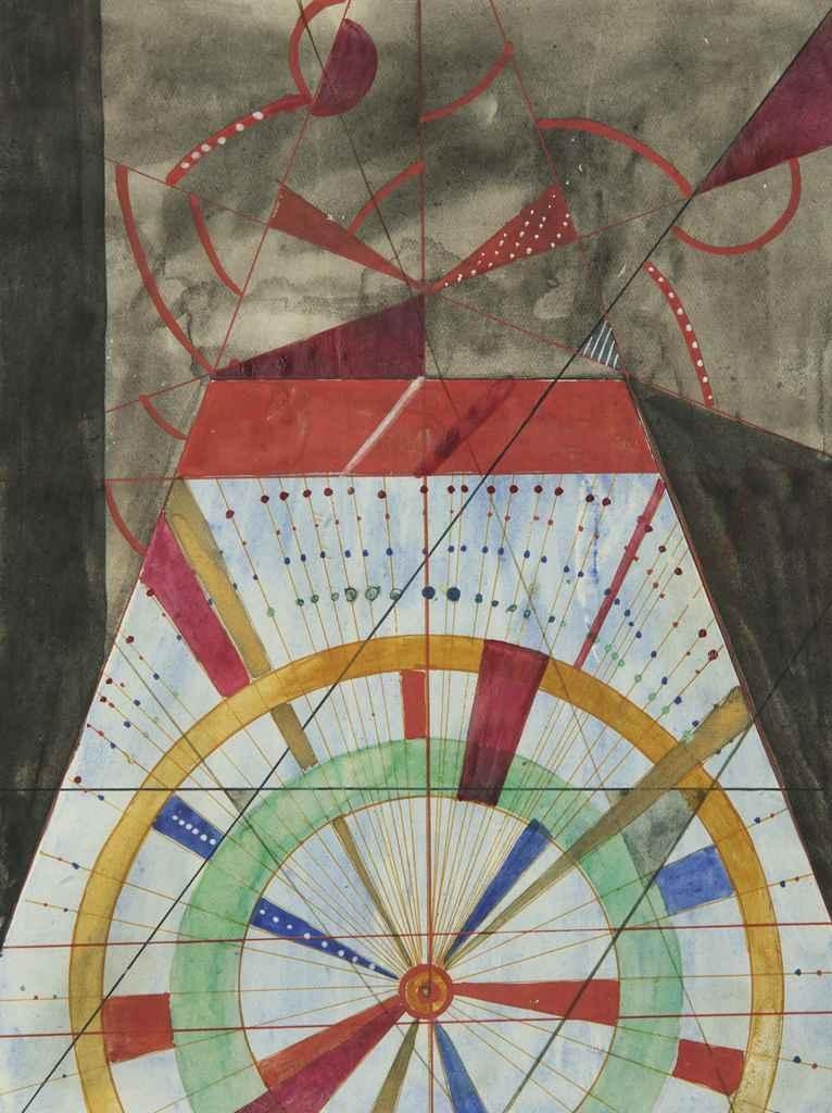 Artwork by Filippo de Pisis, Composizione IV, Made of Gouache, pen, india ink, golden paint and traces of pencil on paper