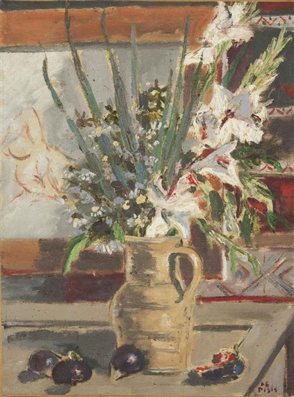 Vaso di fiori e fichi