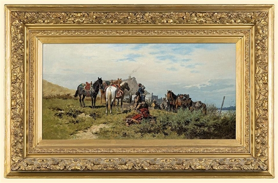Halt at steppes by Wladislaw Szerner, circa 1880