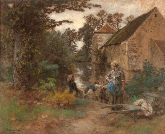 Women working beside a stream by Léon-Augustin L'Hermitte, 1905