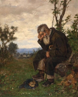 Man seated in contemplation - John J. Hammer
