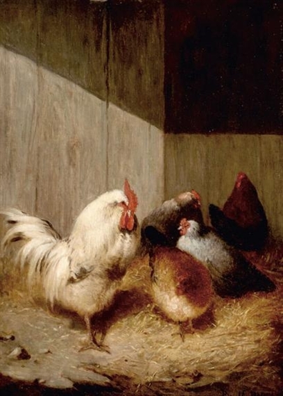 Chickens in a barnyard by Paul Harney