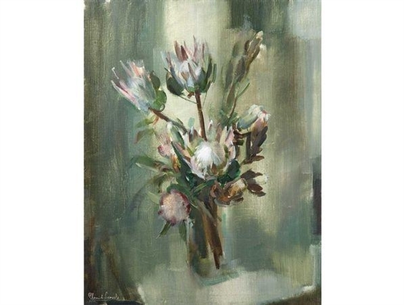 Still Life with Proteas by Clement Serneels