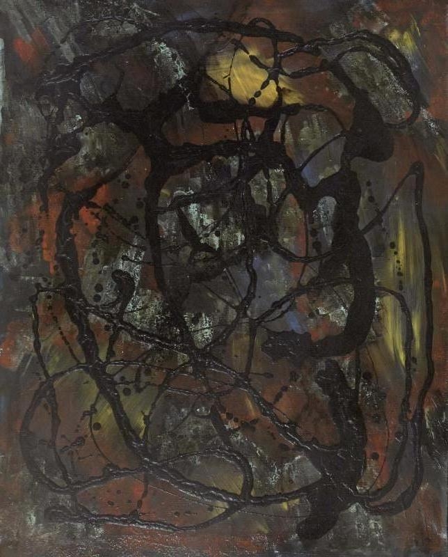 Artwork by Toshimitsu Imai, Dark Abstraction, Made of oil on canvas