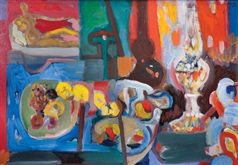 Interior con farol a mantilla - Leopoldo Presas