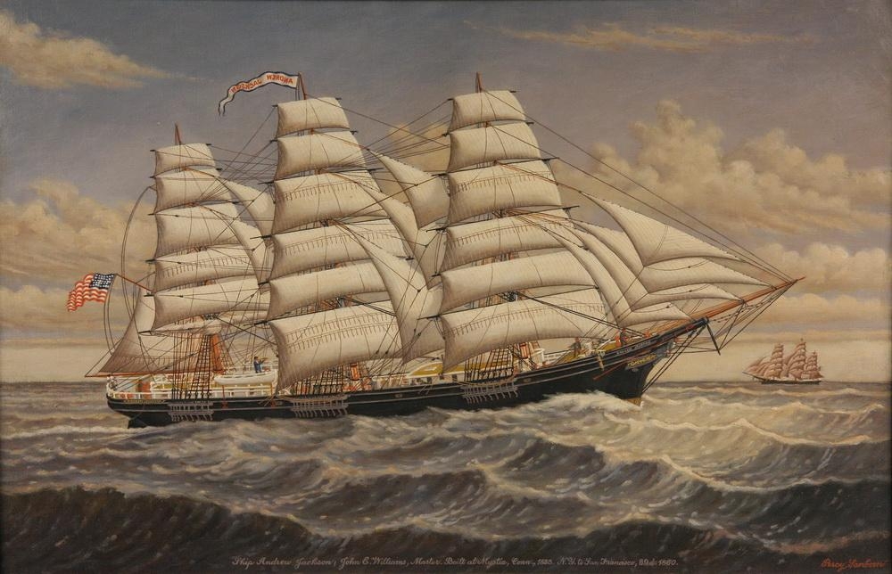 Artwork by Percy Sanborn, Clipper Ship Andrew Jackson, Made of oil on canvas