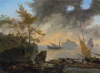 A coastal landscape at sunset Picture