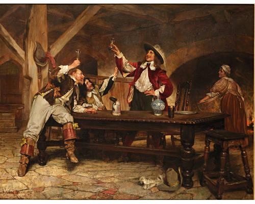 Artwork by Edgar Bundy, A toast to King Charles, Made of Oil on canvas