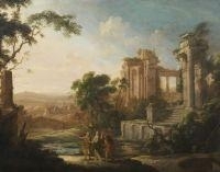 Paysage avec le Christ et les pèlerins d'Emmaüs by Pierre Antoine Patel, 1705