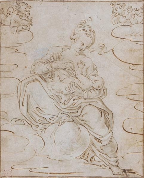 A mother and child by German School, 18th Century, 18th Century