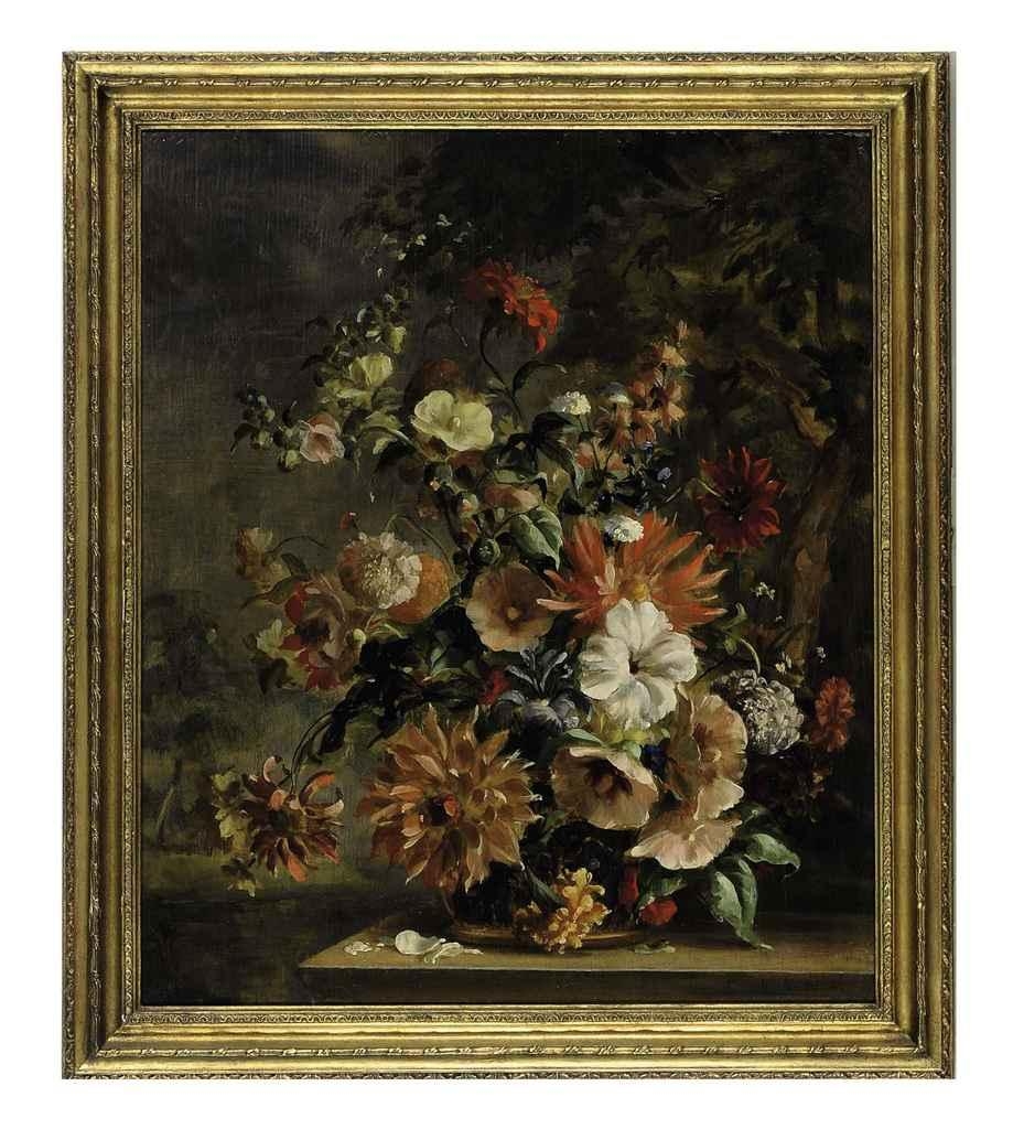 R. Harrison | Still life of an arrangement of flowers in a vase in a ...