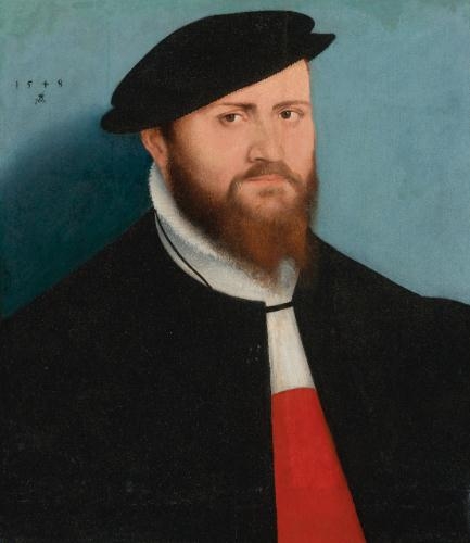 Artwork by Lucas Cranach the Younger, Portrait of a Man in a Hat, Made of oil on panel
